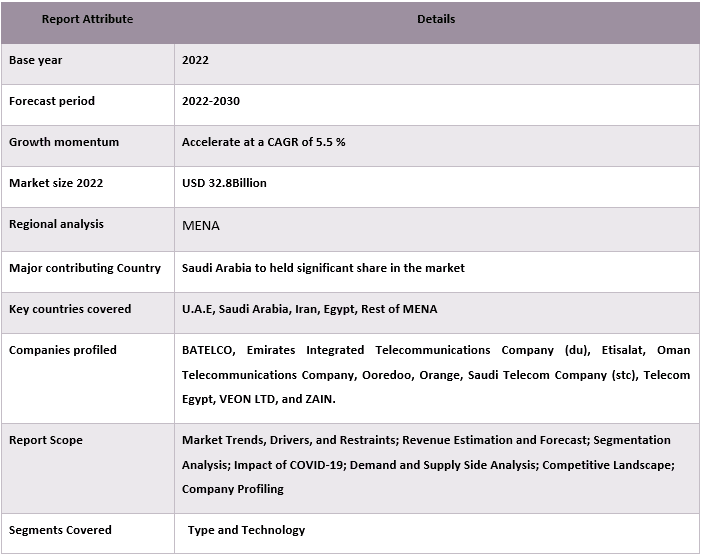 MENA Telecom Market Report Coverage